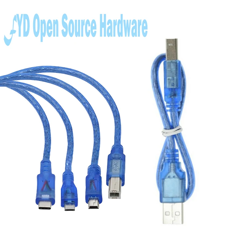 30CM USB Cable for Uno R3/Nano/MEGA/Leonardo/Pro Micro/DUE Blue High Quality A Type USB/Mini/Micro/Type-C USB Cable For Arduino