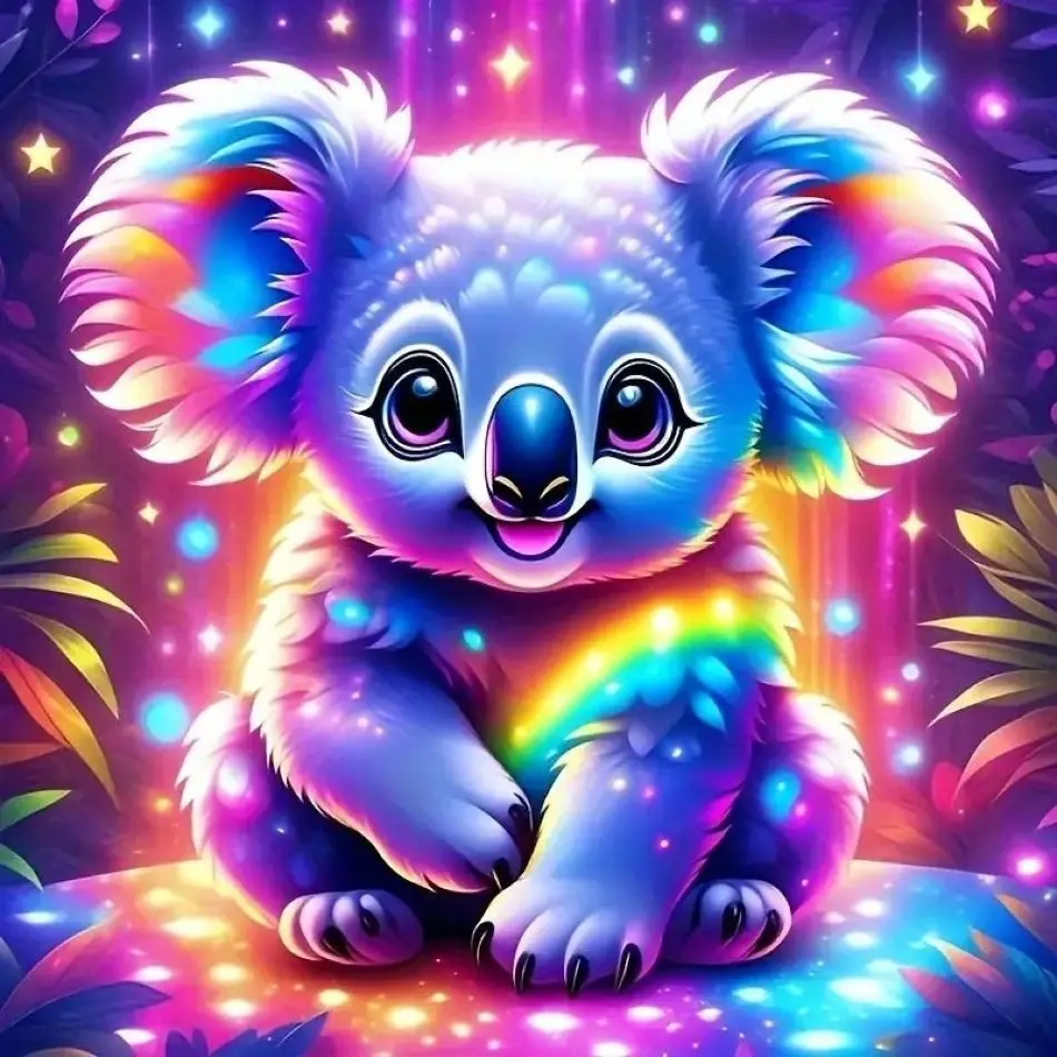 RUOPOTY Colored Koala 5d Diamond Painting Art Supplies Diamond Art Embroidery Animal Full Round Paint By Diamonds Living Room