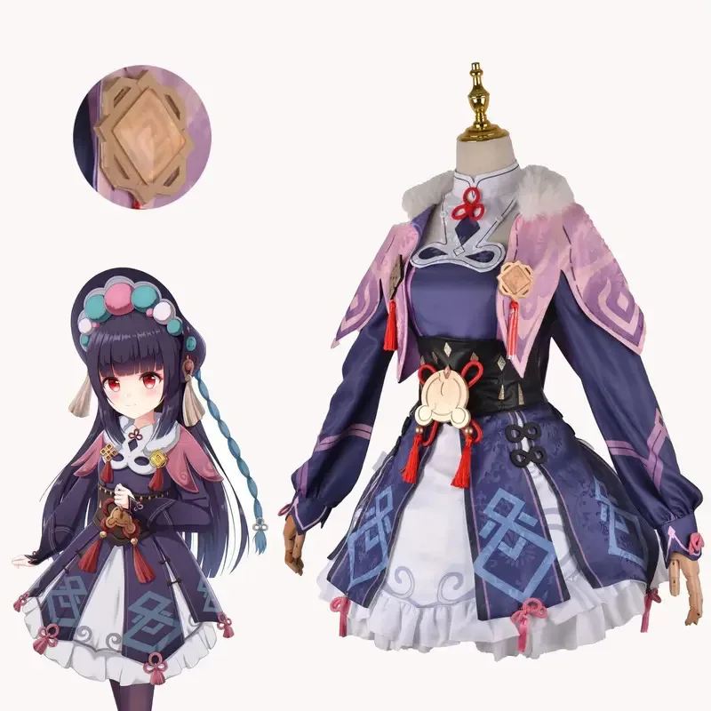 Аниме Genshin Impact Yun Jin Косплей Костюм Полный комплект Косплей Униформа Платье Лолиты со шляпой Парик Аксессуары для Хэллоуина Костюмы