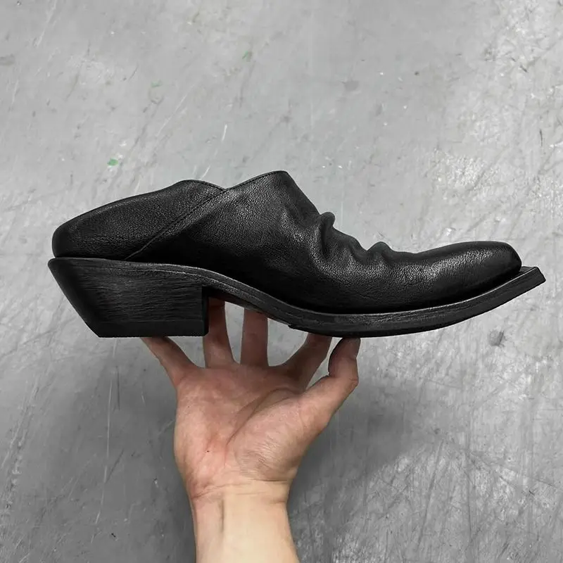 Trendy Thick Bottom  Shoes Unisex Casual Loafers Heightening Head up Leather Shoes Easy Wear Commute Small  Shoes