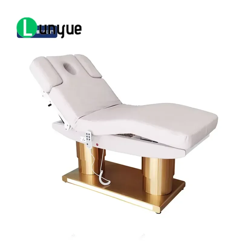 Electric Massage Beauty Bed with Light and Heating Gold Spa Table for Facial Lash Treatment Furniture Comfortable