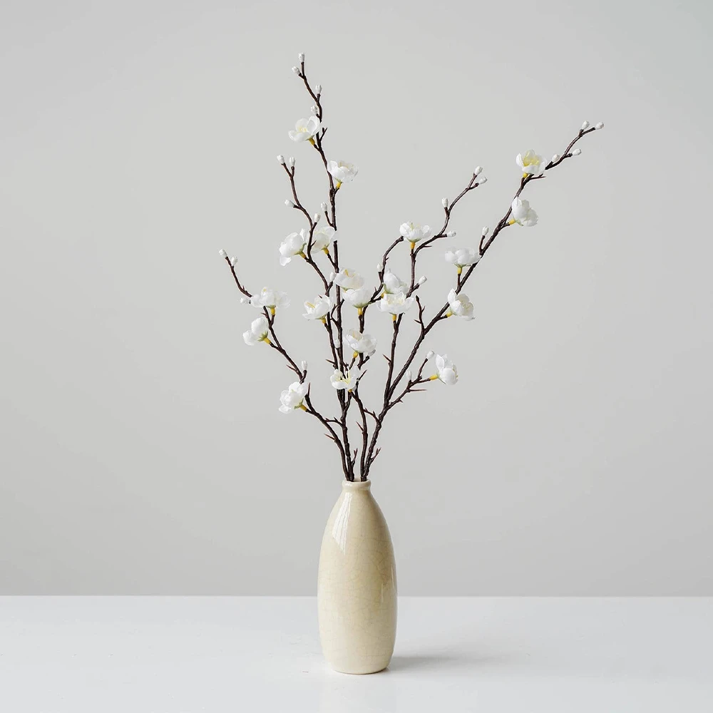 زهر البرقوق الاصطناعي 21.7 ''زيفة Wintersweet طويلة الجذعية الزهور البلاستيكية للمنزل فندق مكتب حفل زفاف حديقة الديكور #5