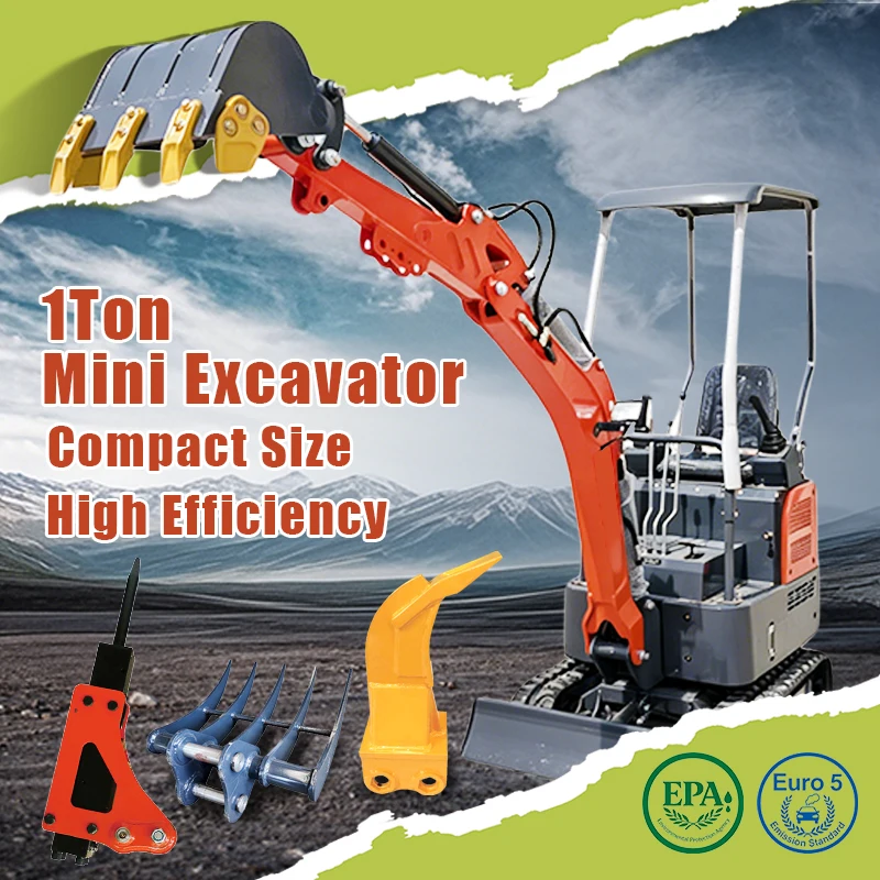 Mini Excavator 1 Ton  EPA CE Euro 5 with Koop Engine Small Crawler Digger for Farm Home and Infrastructure