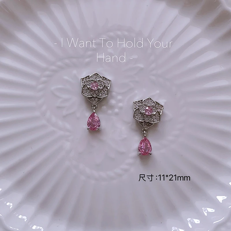 5 pçs novo luxo vintage esmeralda/siam zircão jóias, grande diamante completo opala rosa pedra preciosa super brilhante decoração da arte do prego