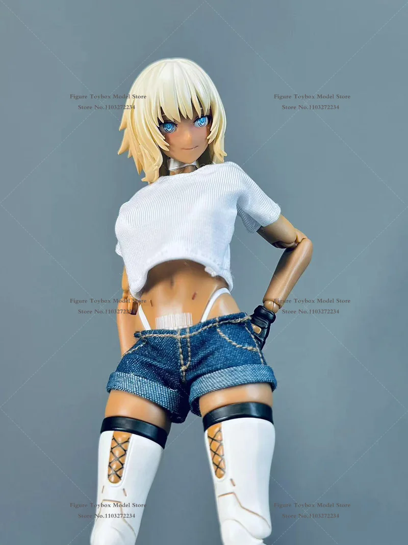 C-010 1/12 Mobile Suit Girl Fresh White T-shirt Denim Shorts Clothes For Snail Shell Romankey 6