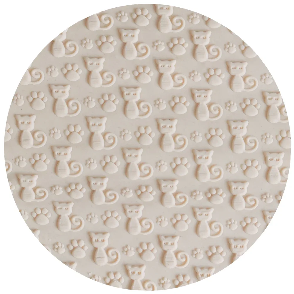 DIY Polymer Clay Tools Lovely Cats Pattern Acrylic Roller Embossed Rolling Pin for Crafts