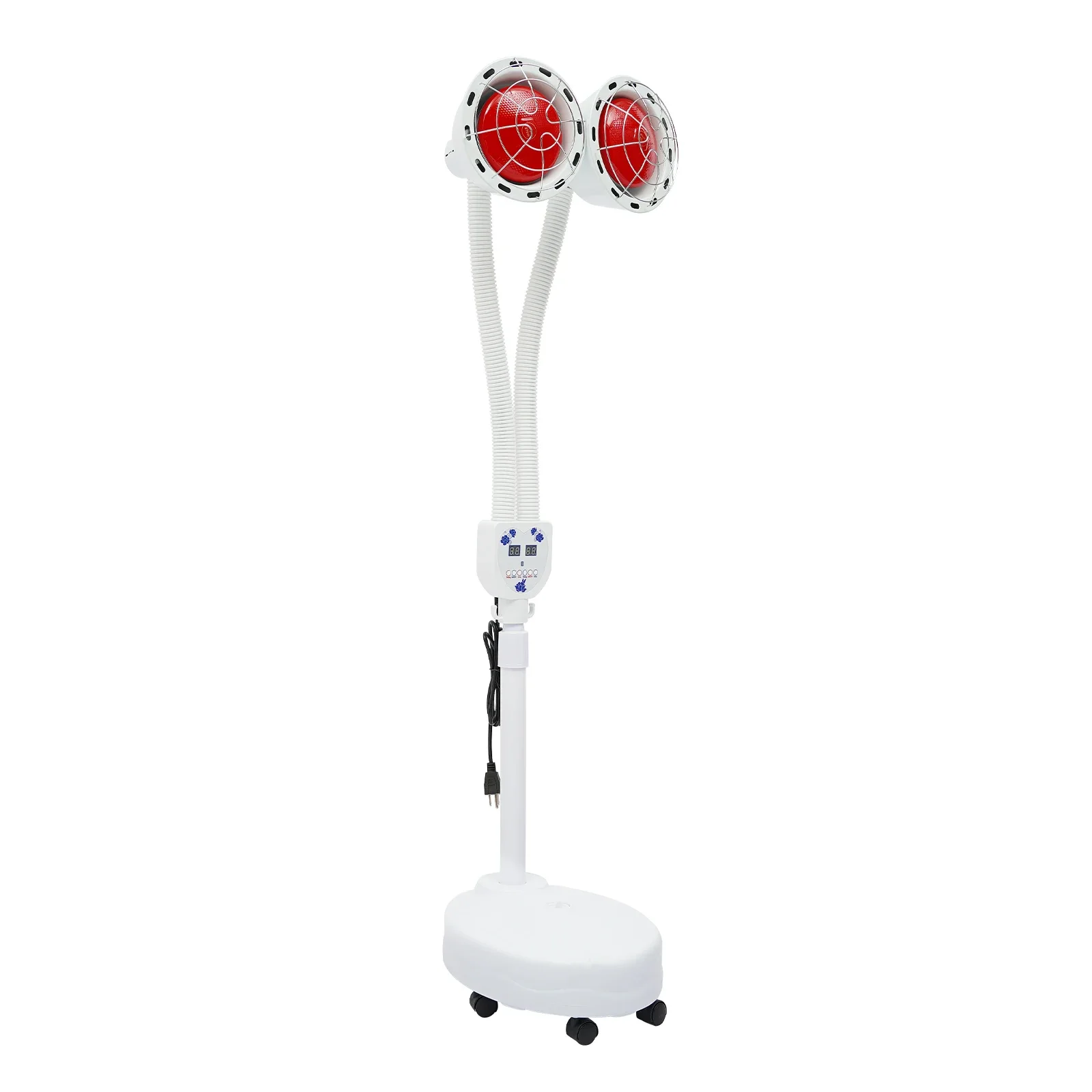 110V 275W Adjustable Temperature Floor Stand Infrared Therapy Heat Lamp for Relieve Joint Pain and Muscle Aches (Double Head)