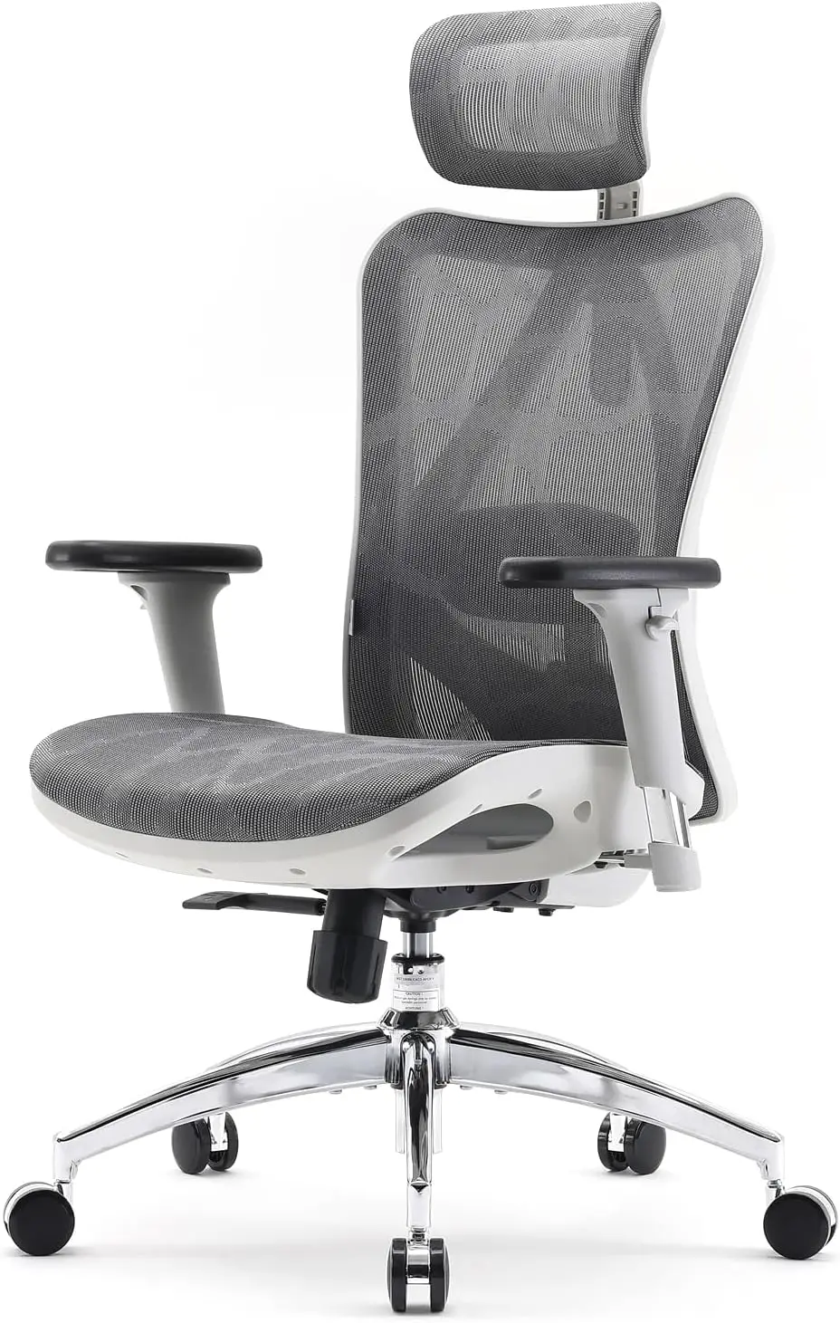 M57 Ergonomic Office Chair With 3 Way Armrests Lumbar Support And Adjustable Headrest High Back Tilt Function Light Grey