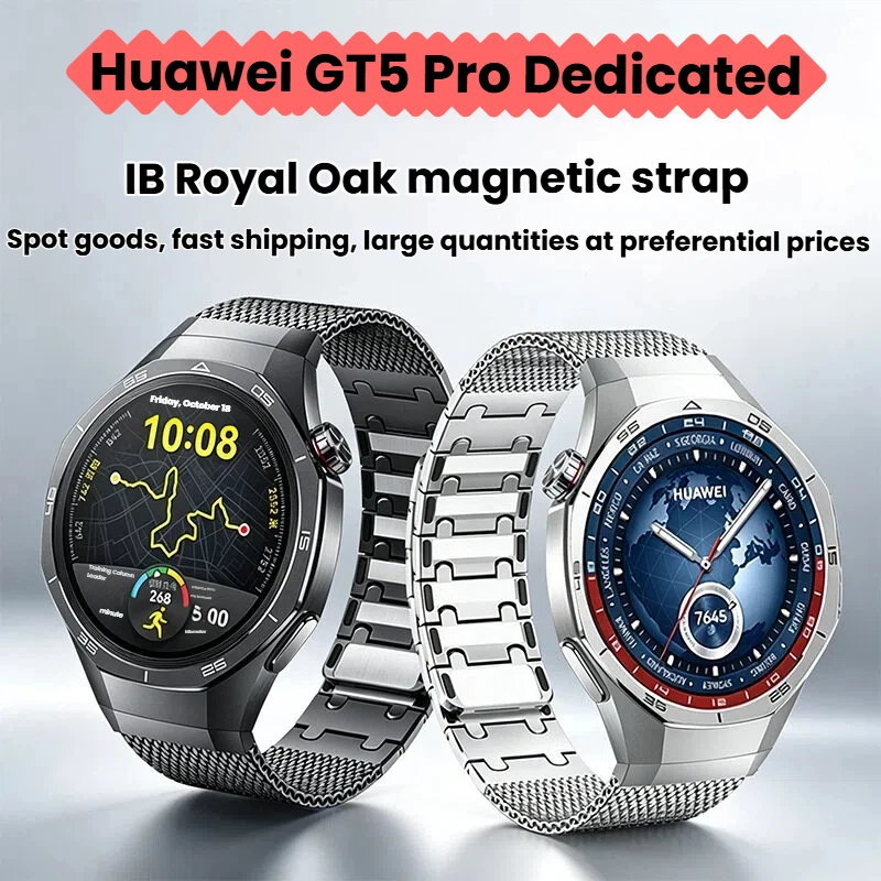 DLC Kratzfestes Edelstahl-Uhrenarmband, verstellbares, doppelt magnetisches Mesh-Armband für Huawei Watch GT5 Pro – Detail 1