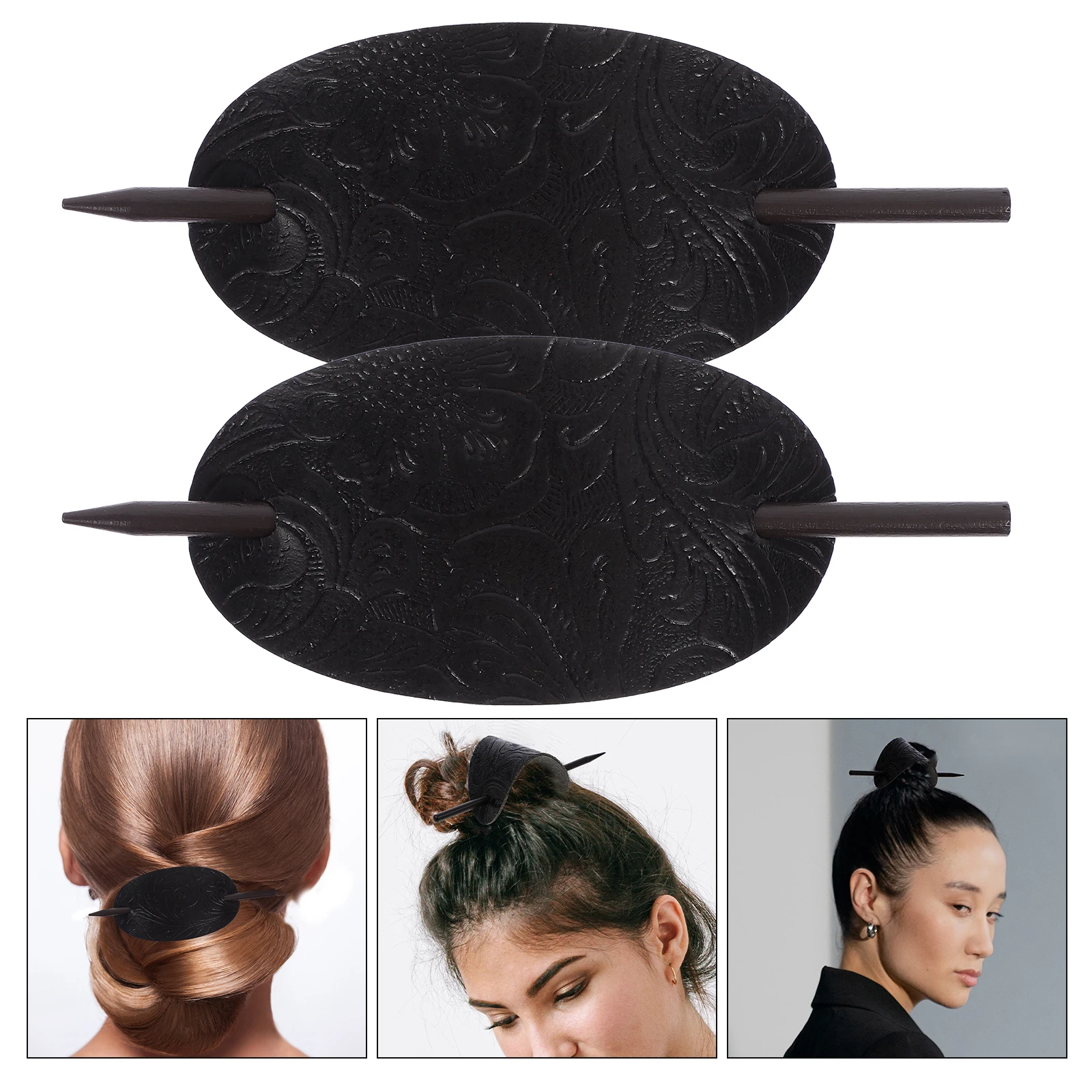 

Hair Barrettes 3 Pcs Black Sticks Simple Barette Ponytail Holder Pin Hair Accessories Stylish Daily Wear