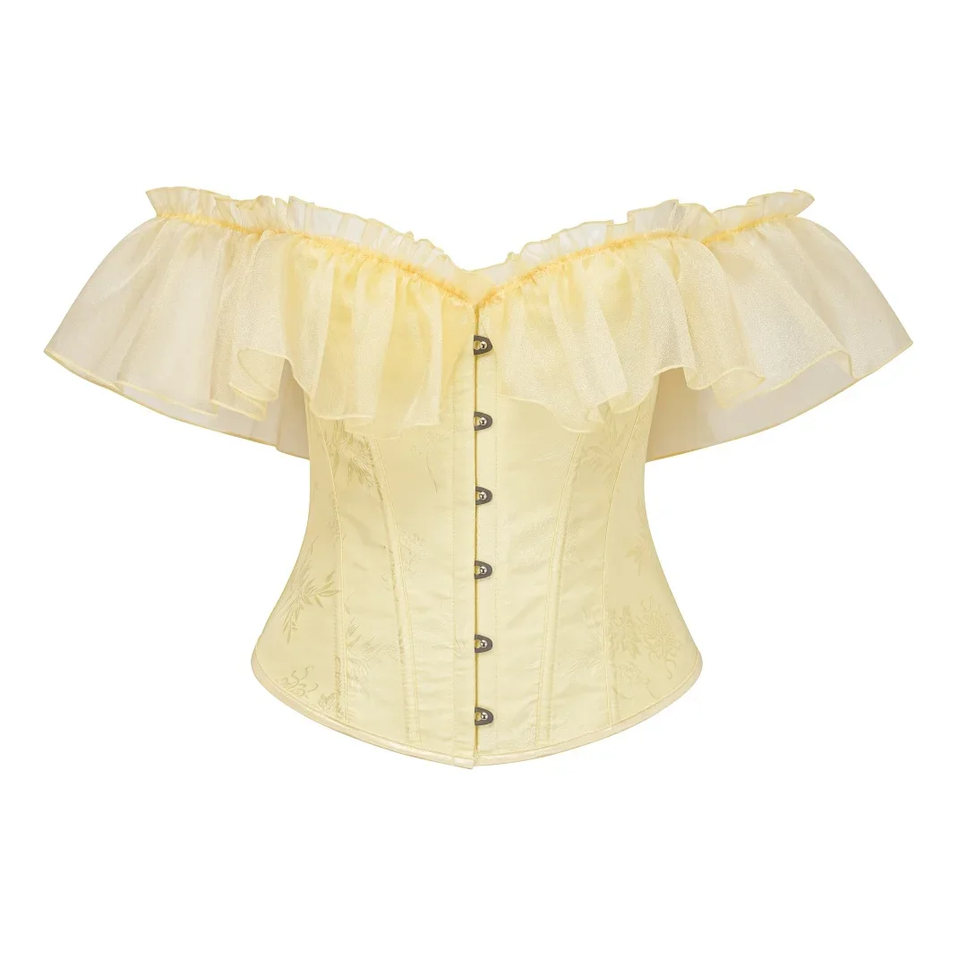 

Корсет с открытыми плечами, сексуальные готические корсеты и бюстье, корсет с завышенной талией, тренажер с оборками, женский топ с короткими рукавами