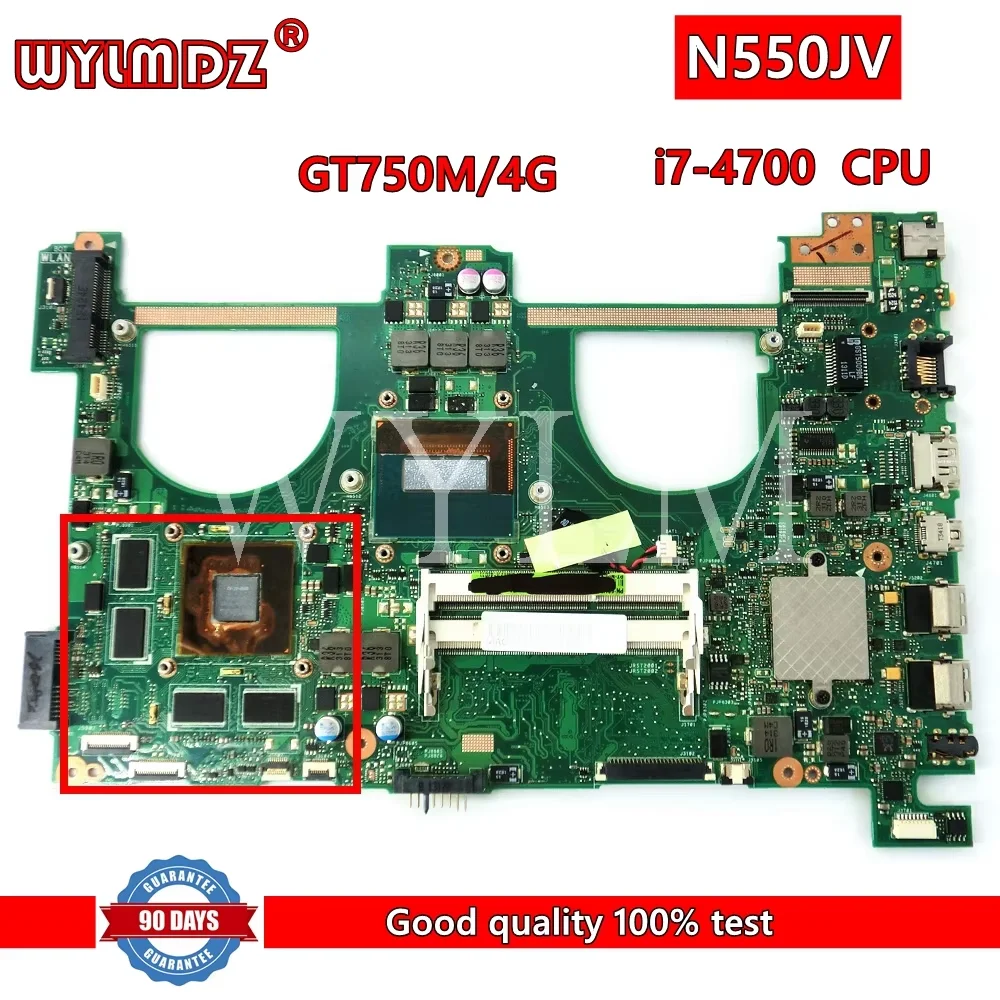 N550JV GT750M/GTX850M GPU i7-4th CPU Mainboard For Asus N550JV N550JK N550JX N550J G550JK G550J Laptop motherboard Tested OK