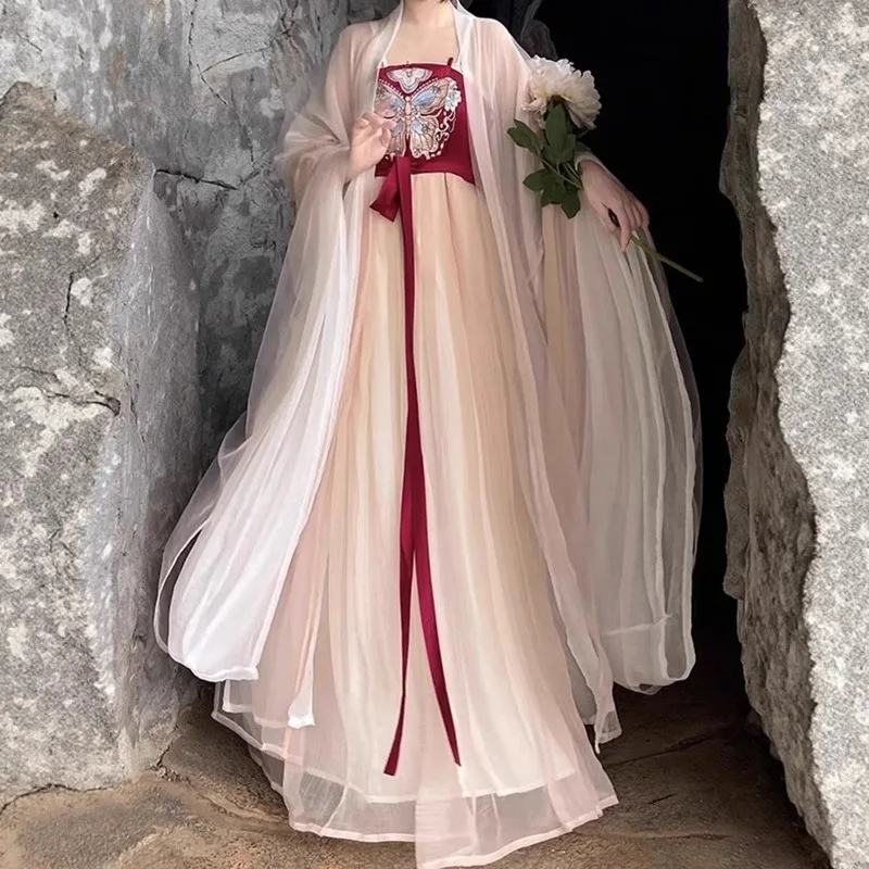 Tang Dynasty Hanfu women's chest-length skirt restored balsam skirt big-sleeved shirt Chinese style super fairy ancient dress