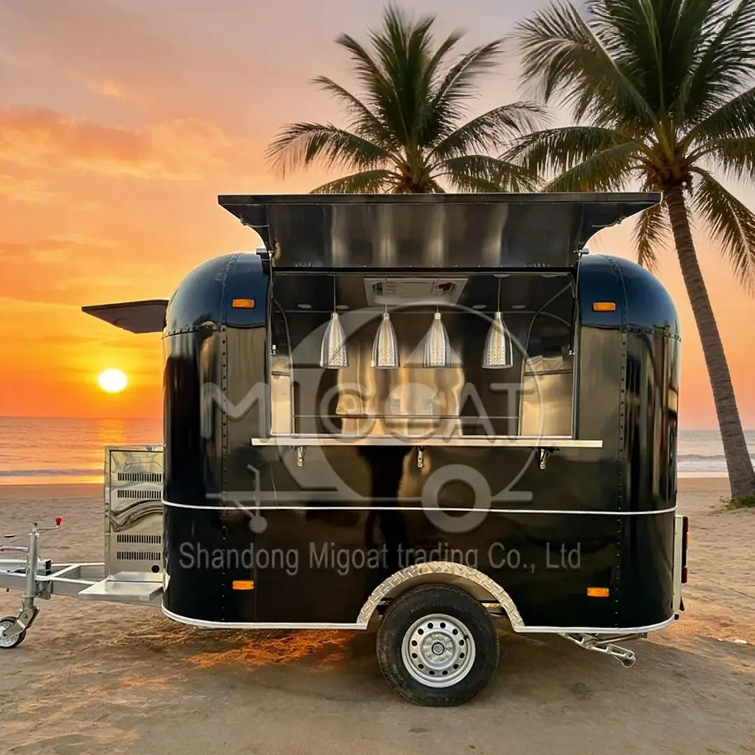 Towable Outdoor Food Trailer Stainless Steel Interior Mobile Food Cart Market Vending Trailer for Business Opportunities