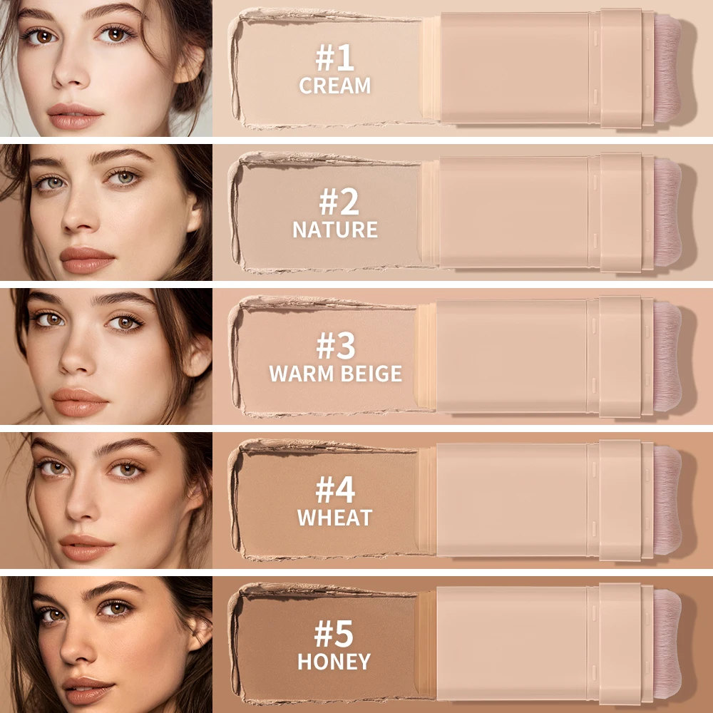 Multi-Use Foundation Stick Skin Tint Foundation Stick With Brush Makeup Matte Waterproof Thin and Cover Blemishes Makeup