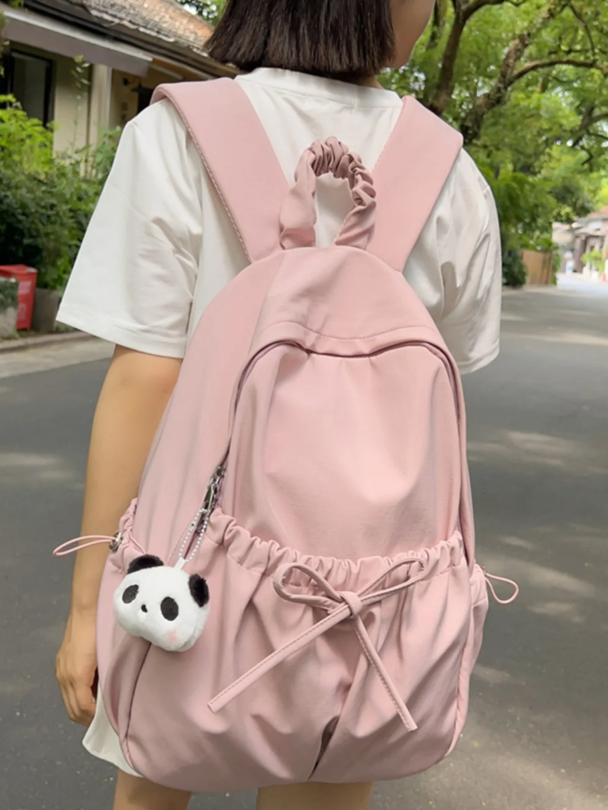 

Cute Knot Double oulder Bag Korean Sle High School Middle School College Student Bapa Soft Nylon Waterproof