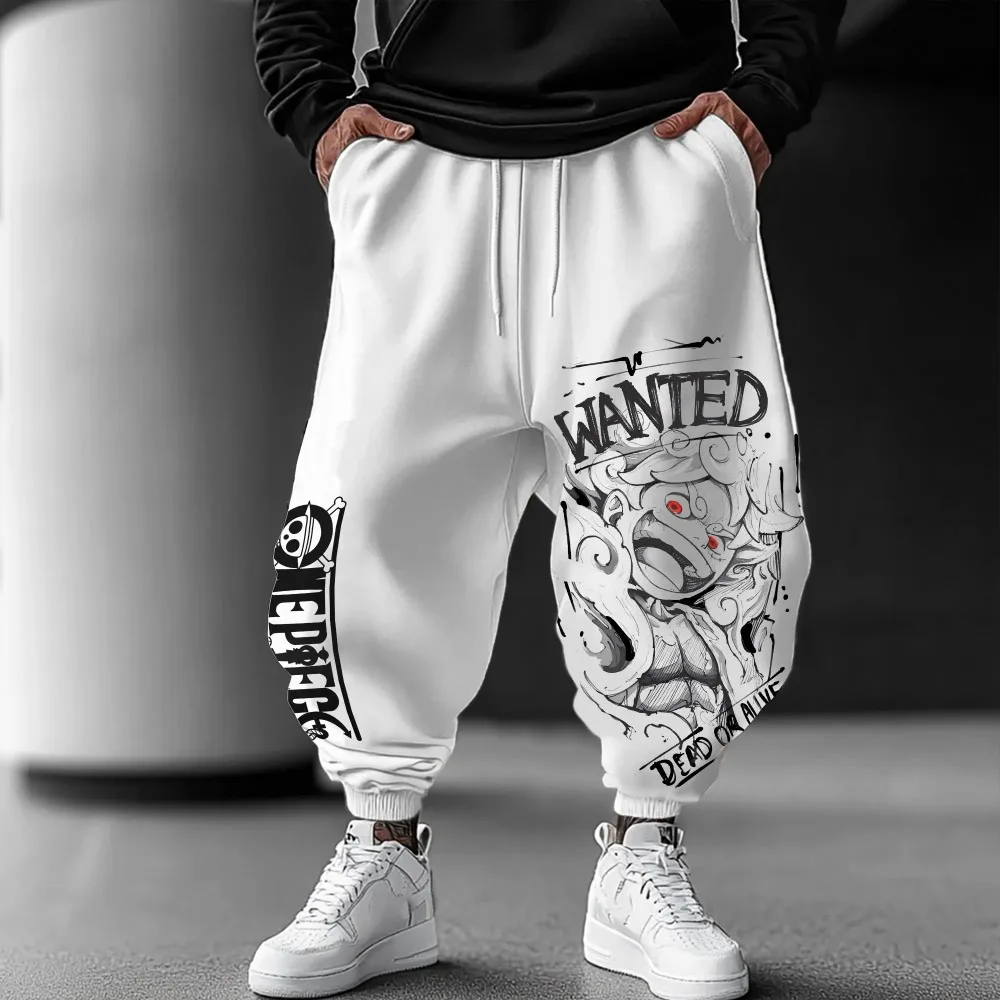 Pantalones de una pieza para hombre, pantalones de chándal Monkey D. Luffy Japón Anime primavera y otoño, nueva tendencia Hip Hop, pantalones para correr Harajuku