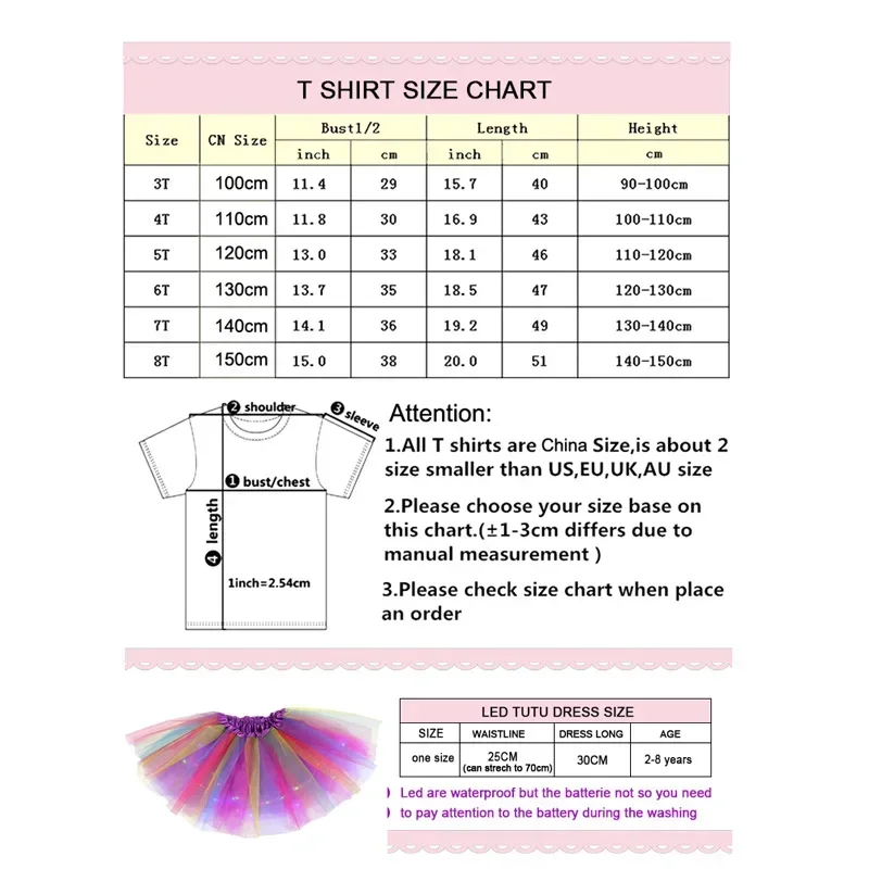 2024 Summer Girls Tutu Dress Set Birthday T Shirt Tutu Dress Girl Kids Dress Set Party Light Christmas Little Girl Costume