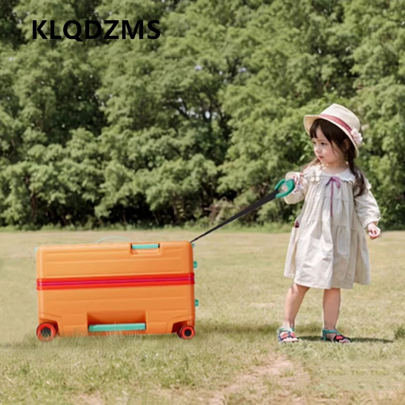 KLQDZMS Sitting and Riding Luggage ABS + PC Boarding Box 20 Inches Children Trolley Case Students with L Wheel Rolling Suitcase