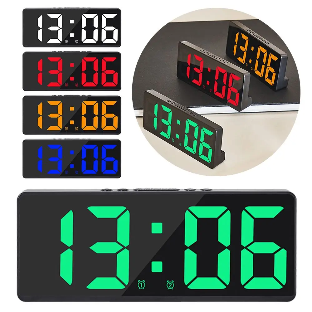 Voice Control Digital Alarm Clock Teperature Snooze Night Mode Desktop Table Clock 12/24H Anti-disturb Funtion LED Clocks Watch