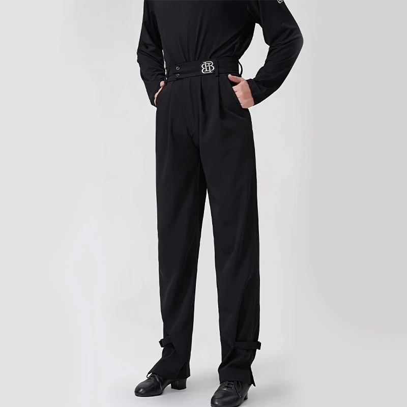 ที่กําหนดเองผู้ชายผู้ใหญ่เต้นรําละตินเครื่องแต่งกายมาตรฐานแห่งชาติ Modern Dance กางเกง Western กางเกงเอวสูงการฝึกอบรมกางเกง faldas