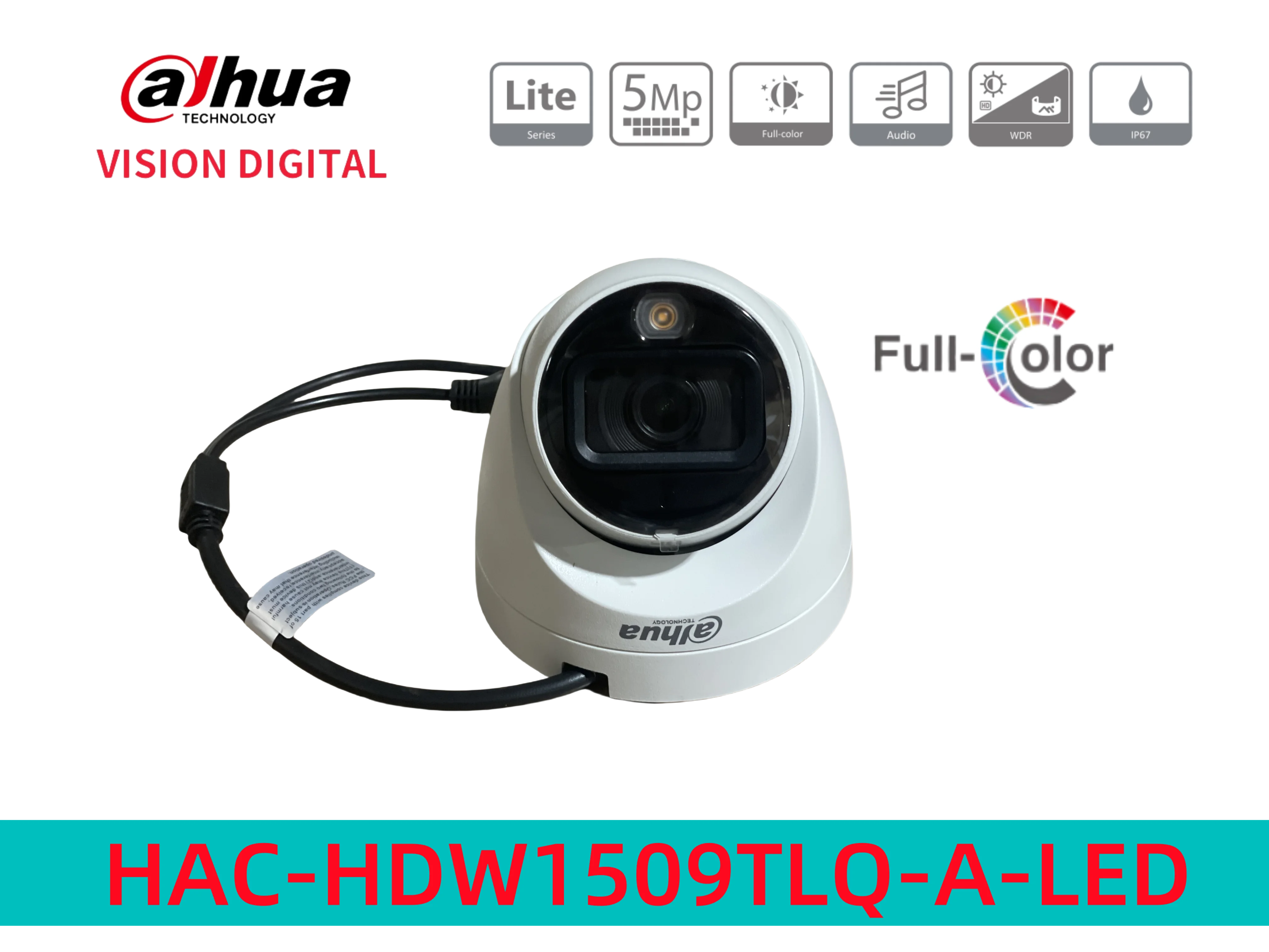 Dahua cctv HAC-HDW1509TLQ(-A)-LED security camera 5MP Full-color HDCVI Quick-to-install Eyeball Camera  Built-in mic