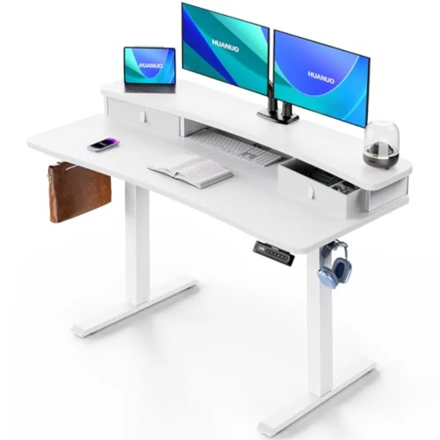 

48″ x 24″ Electric Standing Desk with 2 Drawers C-Clamp Mount Compatible Height Adjustable Computer Desk Home Office Stand Up D