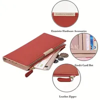 2025 NEW Ultra Slim Wallet For Women, RFID Blocking Credit Card Holder, Bifold Clutch Coin Zipper Travel Long Purse