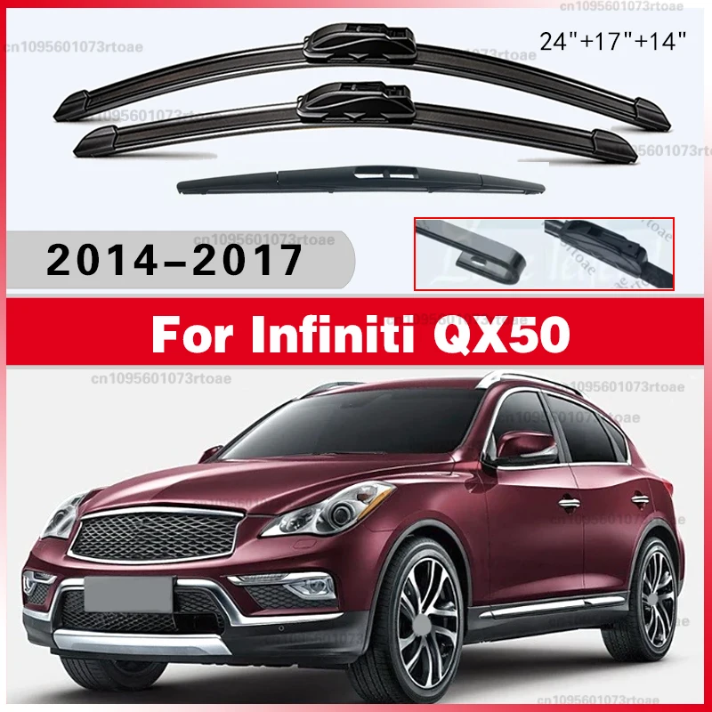 

For Infiniti QX50 2014 2015 2016 2017 24"17"14" Front Rear Wiper Blades Soft Rubber Windshield Windscreen Window Car Accessories