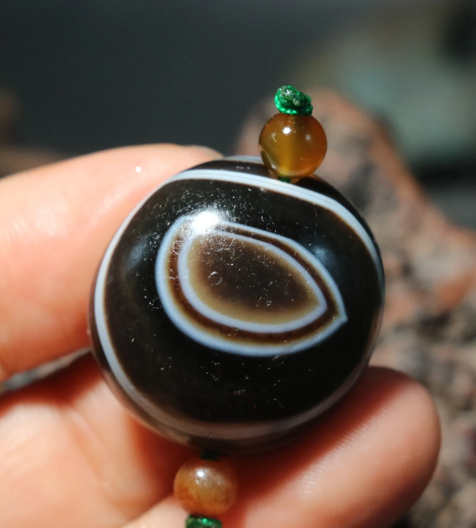 

Magic Power Tibetan Old Agate Heaven Eye Goat Eye Eyed in Eyed dZi Bead Pendant Amulet LKbrother Talisman Treasure UPD240322As1