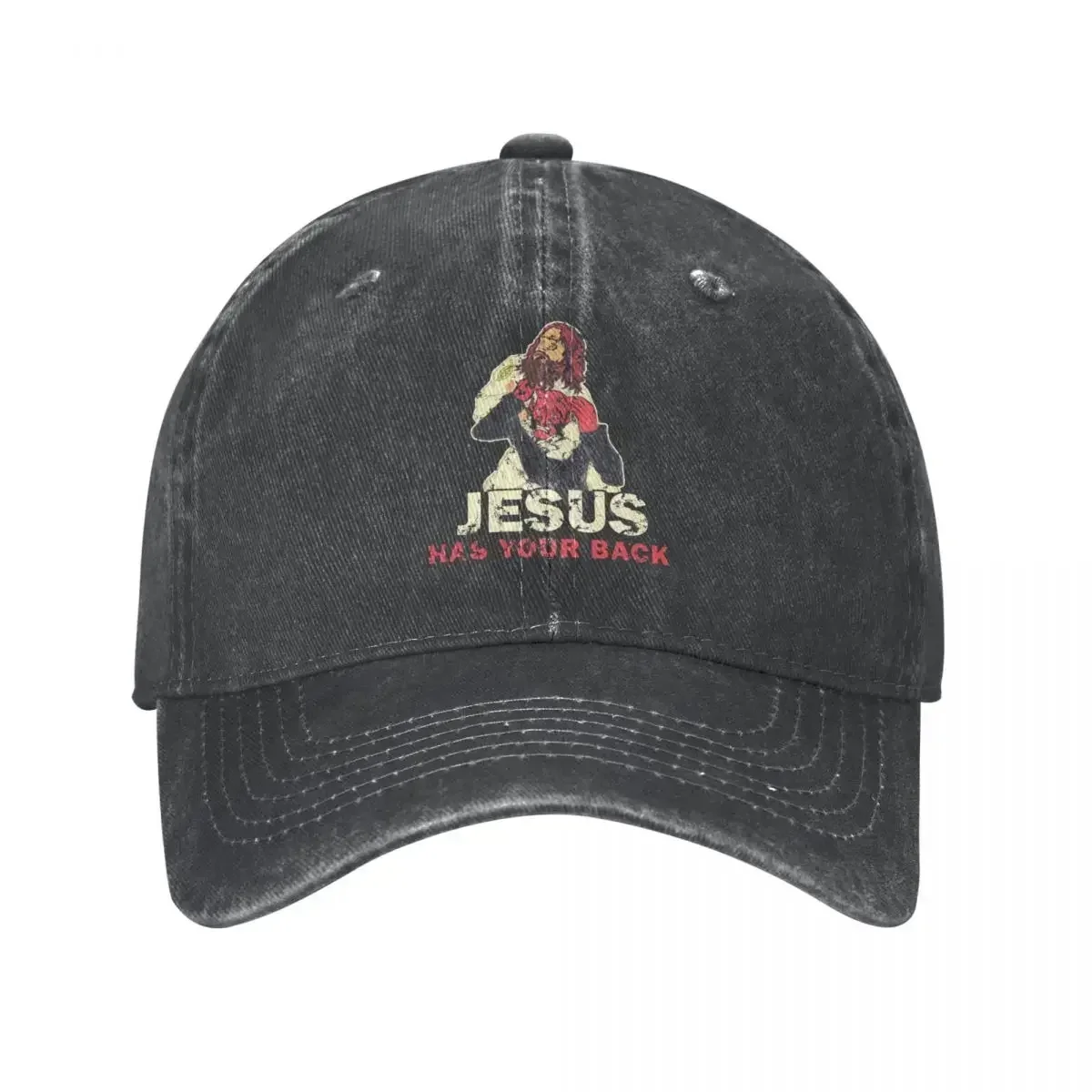 New Jiu Jitsu Jesus Has Your Back God Demon Men Baseball Cap Distressed Washed Hats Cap Retro Activities Adjustable Snapback Cap