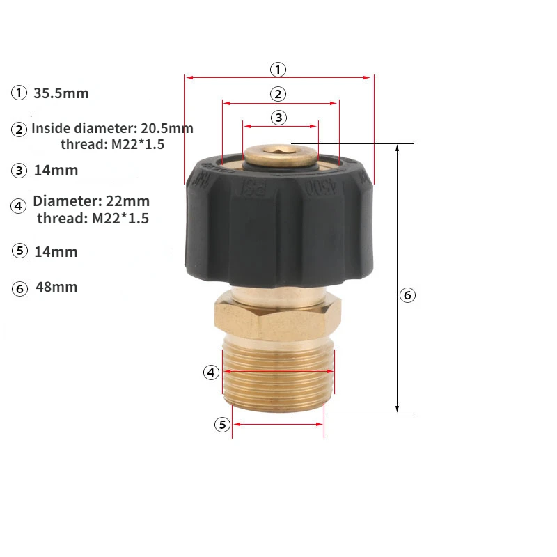 High Pressure Water Gun and Water Pipe Winding M22*15 High Pressure Washer Accessories High Pressure Gun Special Swivel