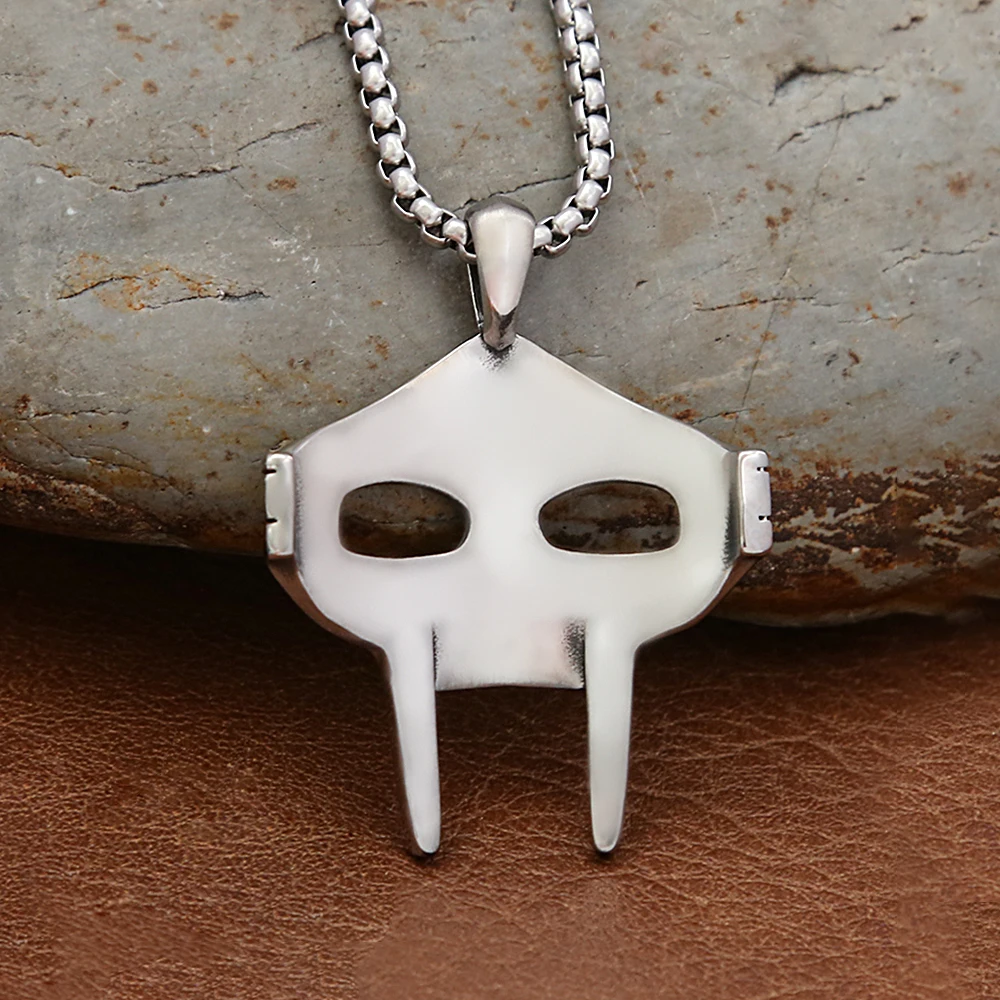 Fashion Vintage MF DOOM Mask Pendant Necklace Punk Hip Hop 316L Stainless Steel Skull Pendant for Men Jewelry Gift Dropshipping