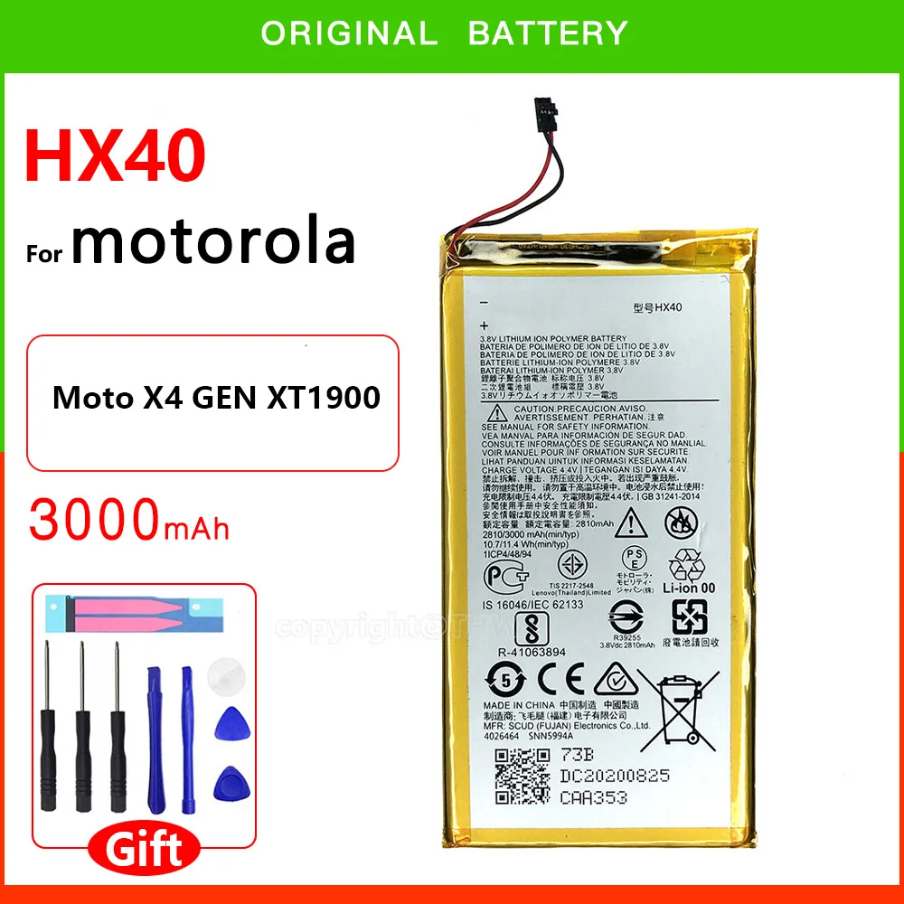 

100% Original Genuine HX40 3000mAh Battery For Motorola MOTO X4 XT1900-1 XT1900-2 XT1900-3 XT1900-4 XT1900-5 /6/ With Free Tool