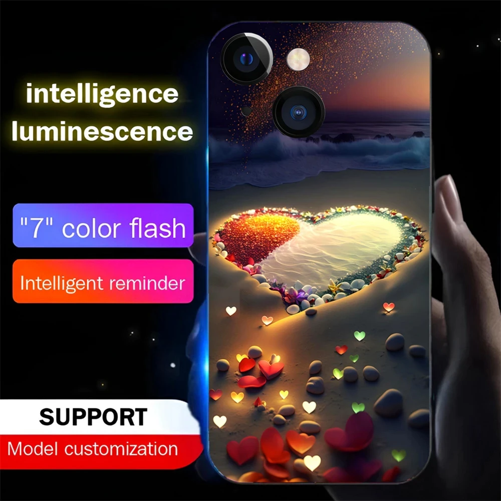 

Love Night Scenery LED Calling Light Flash Phone Case Luminous Cover For iPhone 15 14 13 12 11 Pro Max XR XS Plus 6 7 8 SE2020