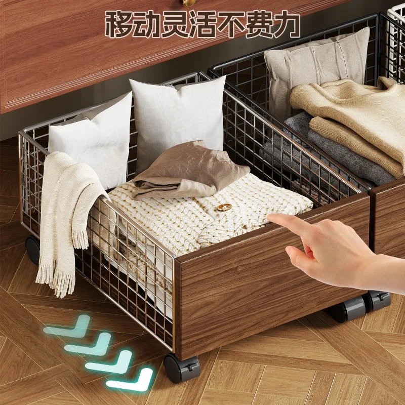 For Dirty clothes basket under bathroom cabinet Dirty clothes storage basket Wheeled bathroom cart Laundry basket 5
