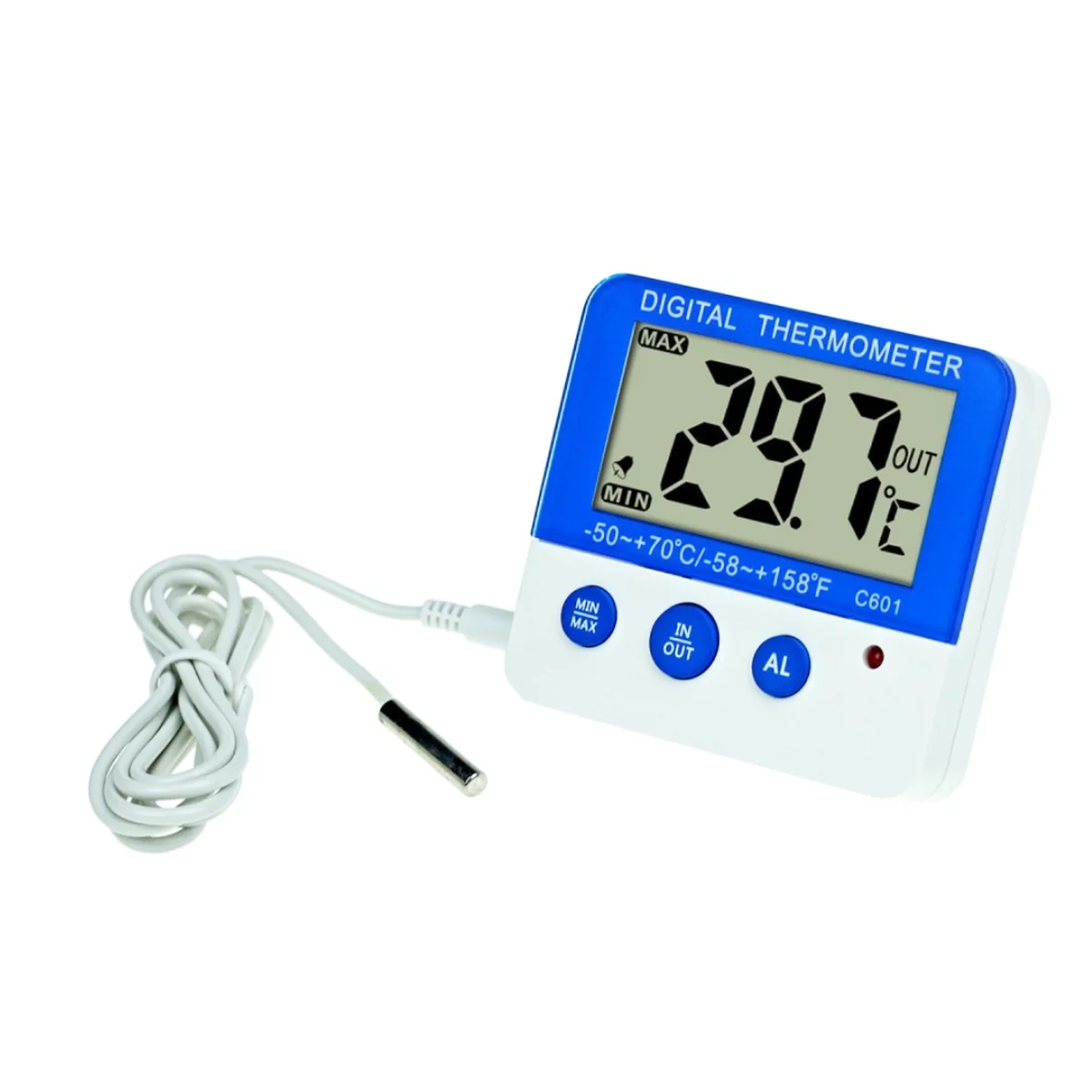 LCD Digital Fridge Freezer Thermometer Temperature Alarm Max Min Memory Temperature Monitor Indoor Outdoor Kitchen Refrigerator