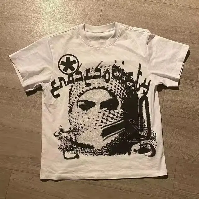 

A 2025 T-shirt Printed with An O-neck Portrait Pattern, A Stylish Punk Loose Top-of-the-line Classical Short-sleeved Top