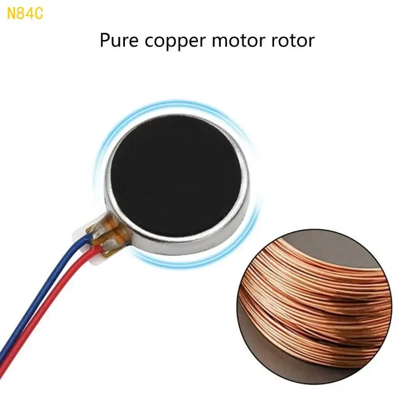 N84C mini-trillingsmotor met 30 mm lengte draad DC1.5-3.7V 10000 tpm platte knop-type motor voor mobilephone tablet
