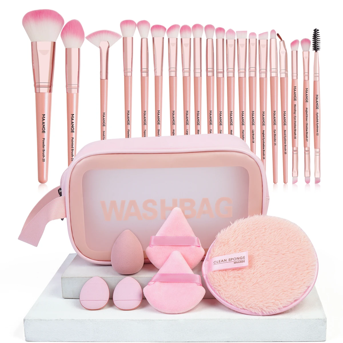 

MAANGE 26PCS Makeup Tools Kit 20PCS Foundation Makeup Brush with Triangle Powder Puff Makeup Sponge Gift Set Mother's Day Gift