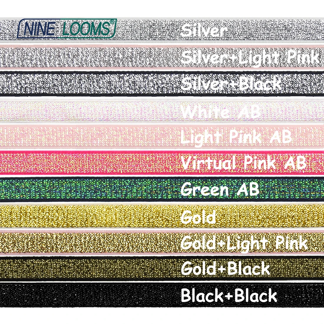 NINE LOOMS Metallic Glitter Bra Strap Elastic 3/8\