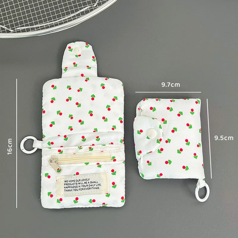 محفظة عملات معدنية متخصصة على طراز Ins، حقيبة عملات معدنية بسيطة من نسيج زهرة الماء، حقيبة عملات تخزين كلاسيكية، حقيبة للبطاقات، حقيبة سماعة الأذن