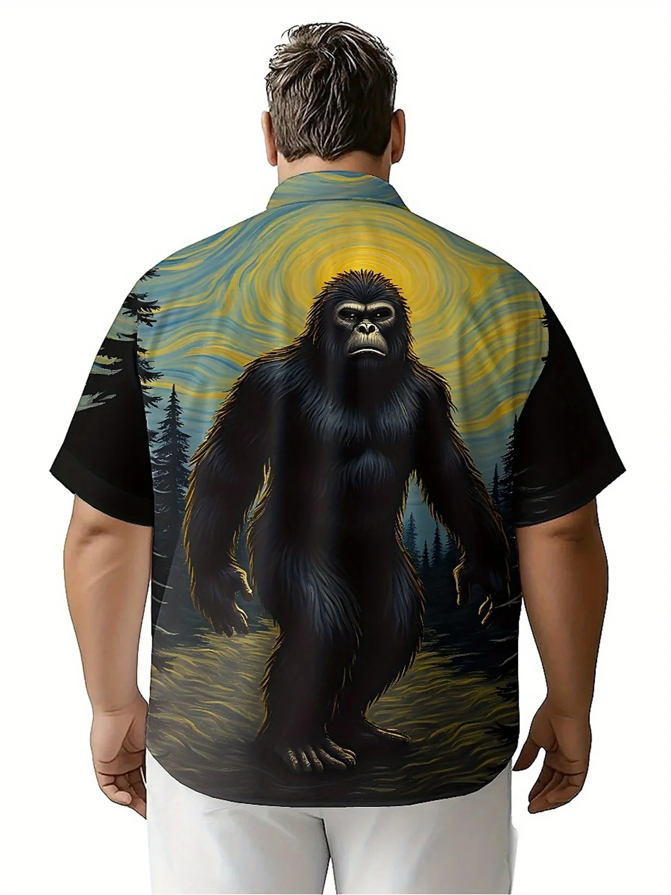 Men's Plus Size Hawaiian ShirtsMysterious Forest Giantpattern,New in Summer Fashion Tops,Hip Hop Rock Streetwear