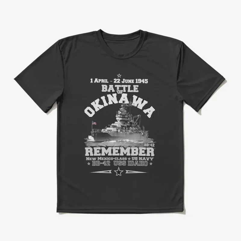 Battle of Okinawa BB-42 USS Idaho Battleship T Shirt New 100% Cotton Short Sleeve O-Neck T-shirt Casual Mens Top