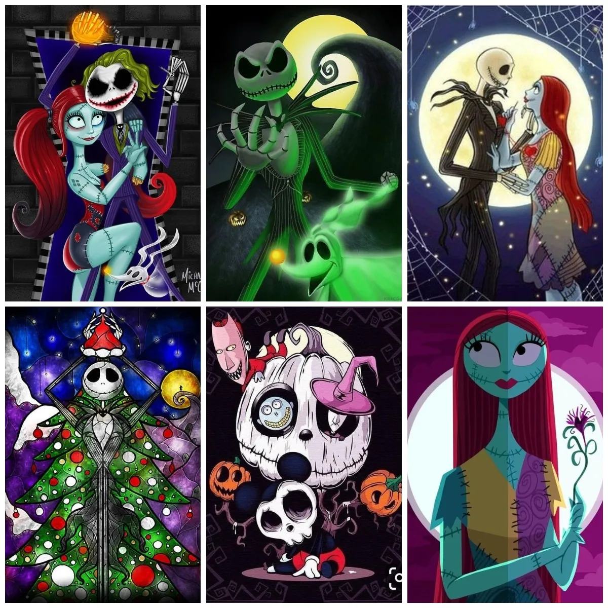 5D Diamond Painting Cartoon Disney Nightmare Before Christmas Jack and Sally Embroidery Cross Stitch Mosaic Home Decor Gifts