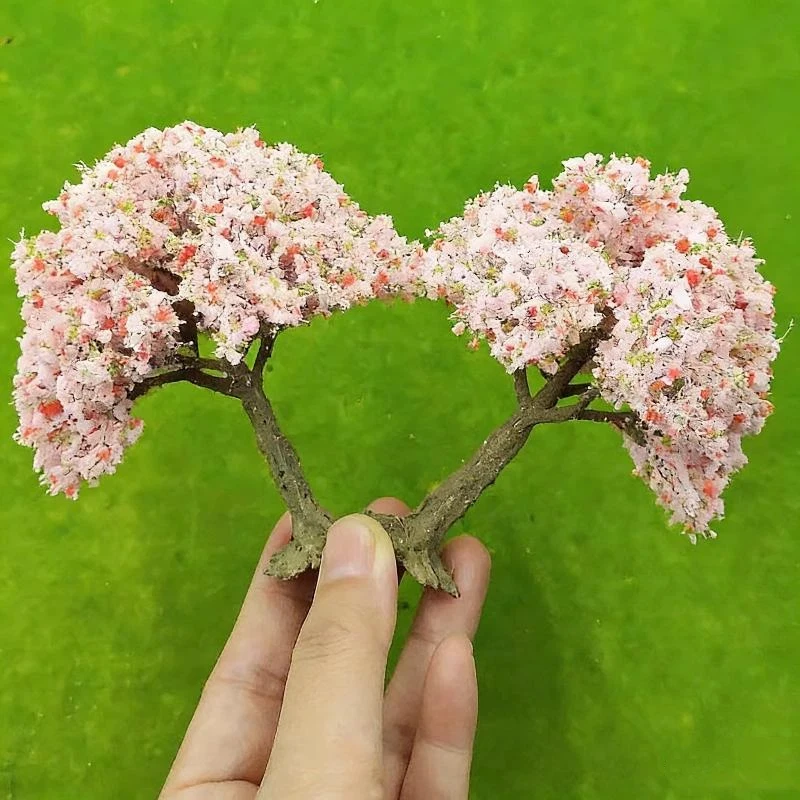 1Pcs Simulation Flower Tree Landscape Vivid Micro Landscape Decoration Durable Plastic Sakura Miniatures Model