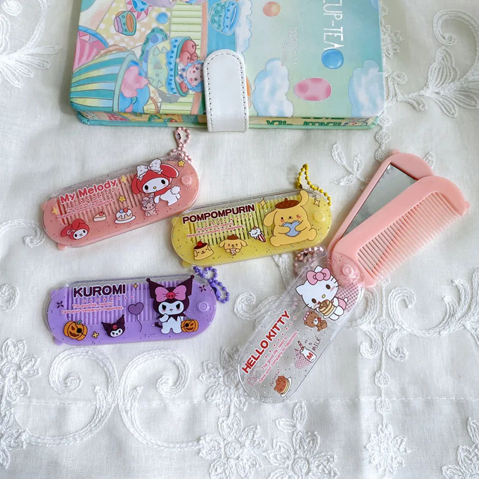 

9 styles Sanrio Cartoon Folding Small Comb And Mirror Comb Integrated Set For Easy Portability The Best Gift For A Girlfriend
