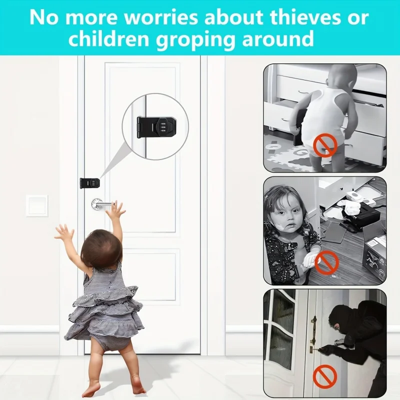 3 Digit Household Security Cabinet Password Locks Keyless Drawer Combination Coded Door Cabinets Home Hardware Zinc Alloy Latch image 4