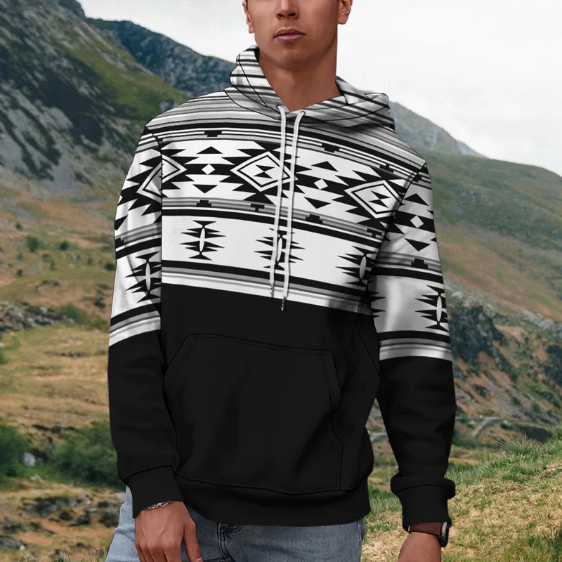 Sudadera con capucha con estampado 3D de patrón geométrico para hombre, ropa deportiva informal de diseño Retro Harajuku, Top de gran tamaño Y2k