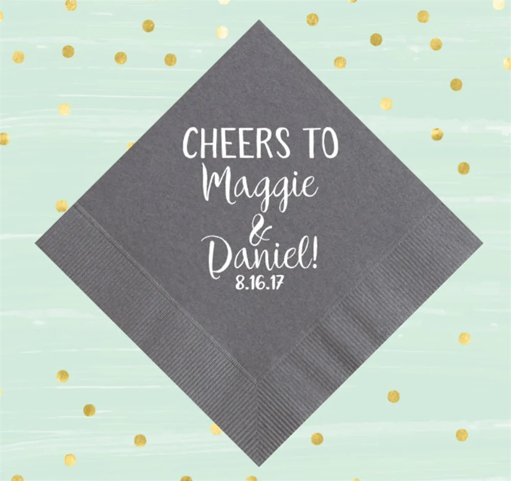 50PCS Wedding Napkins, Cocktail Napkins, Personalized Napkins, Custom Napkins, Cheers Napkins, Foil Paper Napkins, Party Napkins